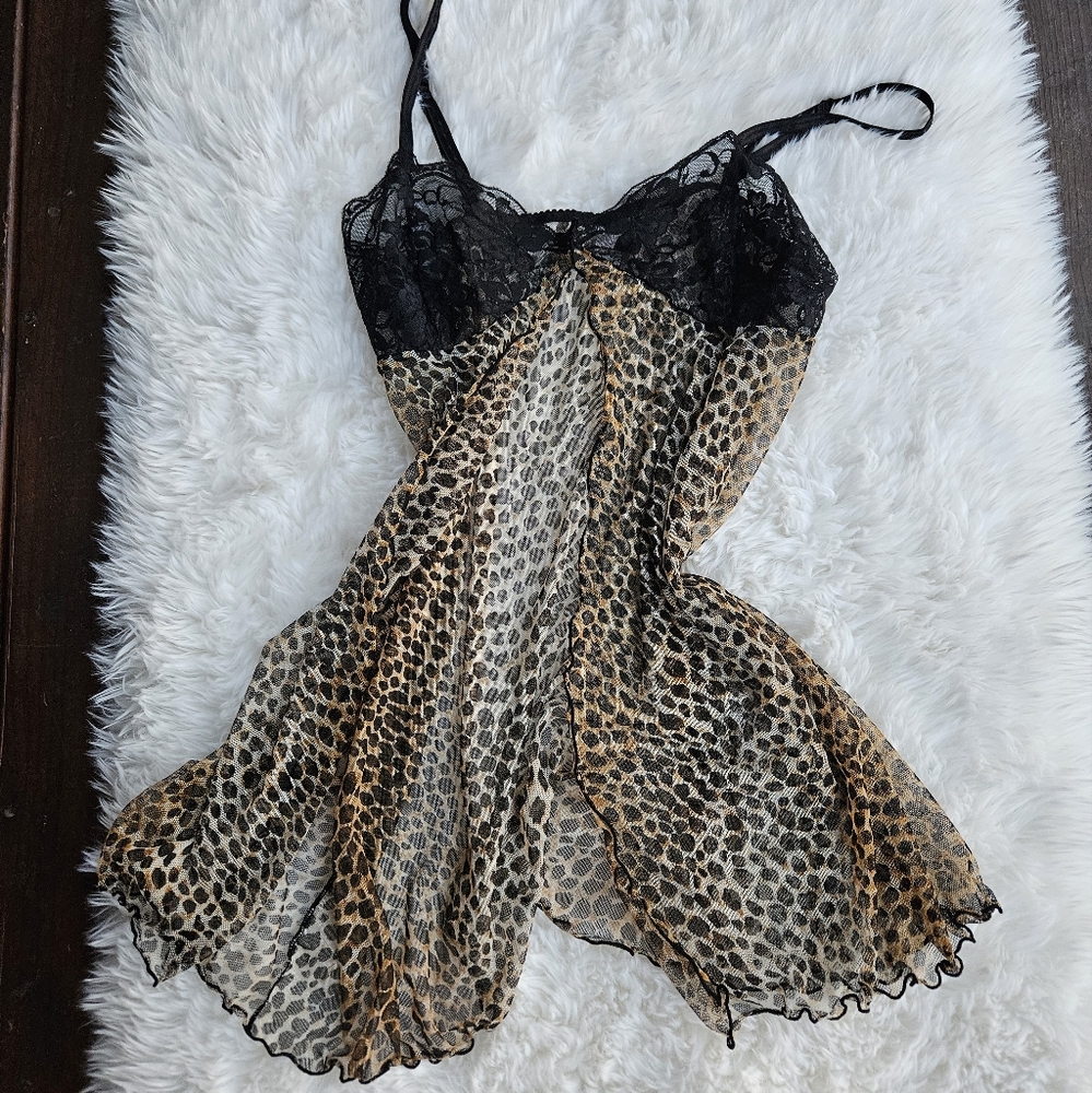 Victoria's Secret animal print and lace babydoll